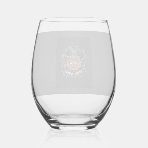 Halloween Midnight Pumpkin Mischief Stemless Wine Glass