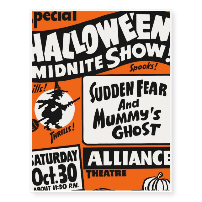 Halloween Midnite Show Temporary Tattoos (Front)