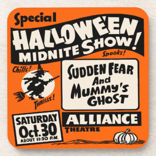 Halloween Midnite Show - Vintage Spook Show Poster Coaster