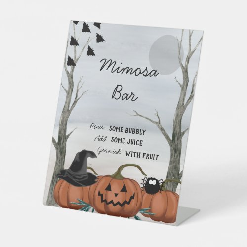 Halloween Mimosa Bar Sign Halloween Party Pedestal Sign