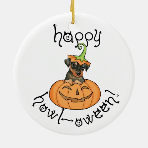 Halloween Min Pin Ceramic Ornament