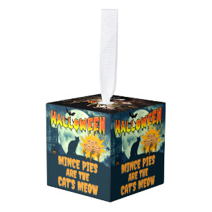 Halloween Mince Pies are the Cat's Meow Cube Ornament