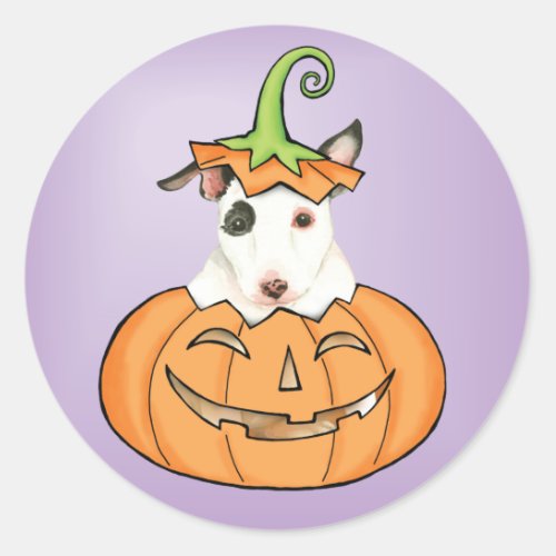 Halloween Mini Bull Terrier Classic Round Sticker