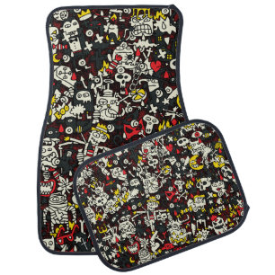Halloween Mini Doodle Vintage Pattern Car Floor Mat