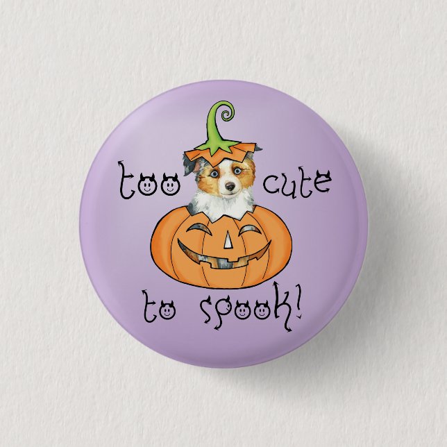Halloween Miniature American Shepherd Button (Front)
