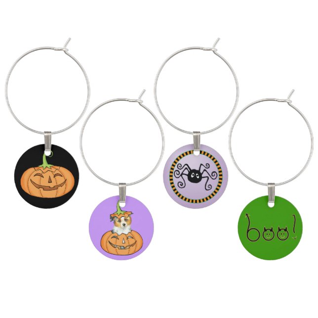 Halloween Miniature American Shepherd Wine Charm (Staggered)