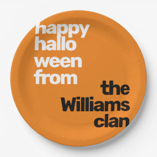 Halloween minimal simple modern party orange paper plates