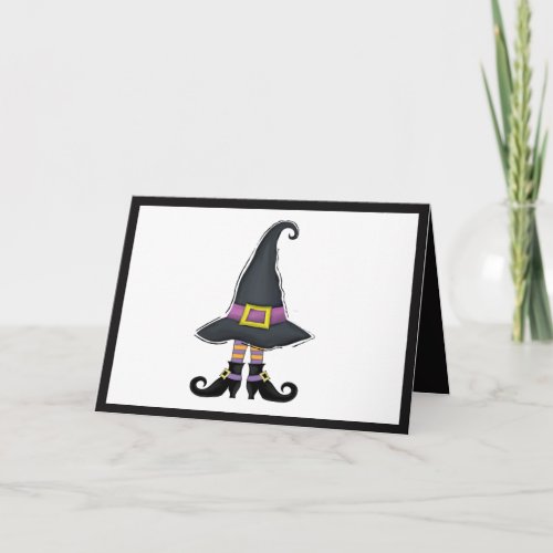 Halloween Minimalist Whimsical Witches Hat Shoes Card