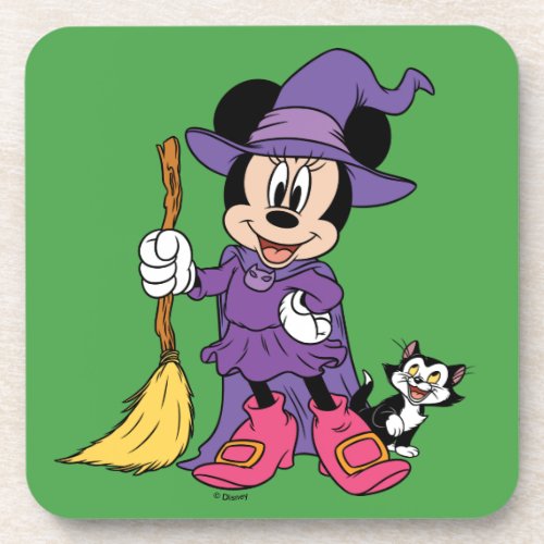 Halloween Minnie Dressed as Cute Witch Beverage Coaster