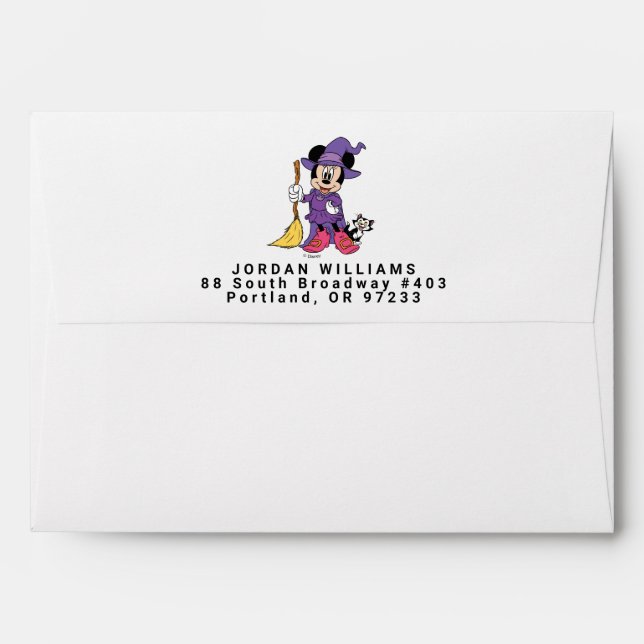 Halloween Minnie Dressed as Cute Witch Envelope (Back (Top Flap))