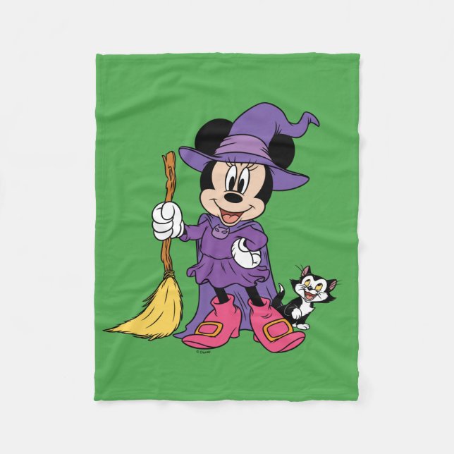 Halloween Minnie Dressed as Cute Witch Fleece Blanket (Front)