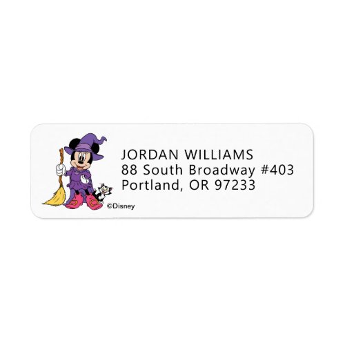 Halloween Minnie Dressed as Cute Witch Label