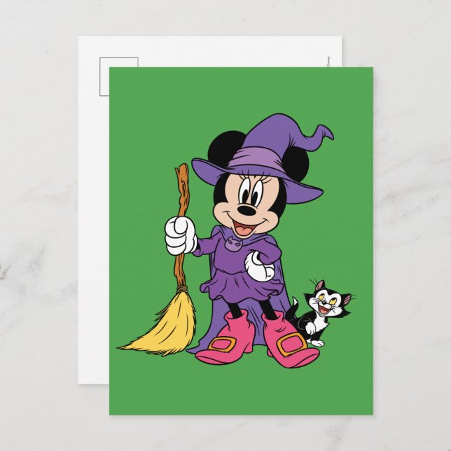 Halloween Minnie Dressed as Cute Witch Postcard (Front/Back)