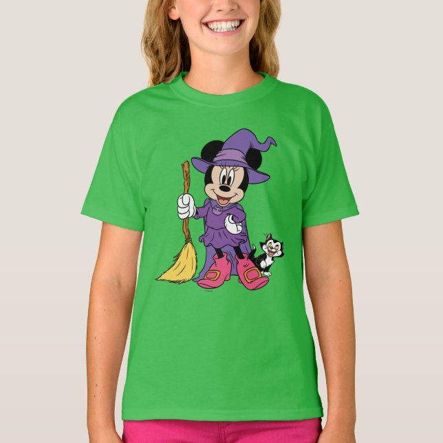 Halloween Minnie Dressed as Cute Witch T-Shirt (Front)