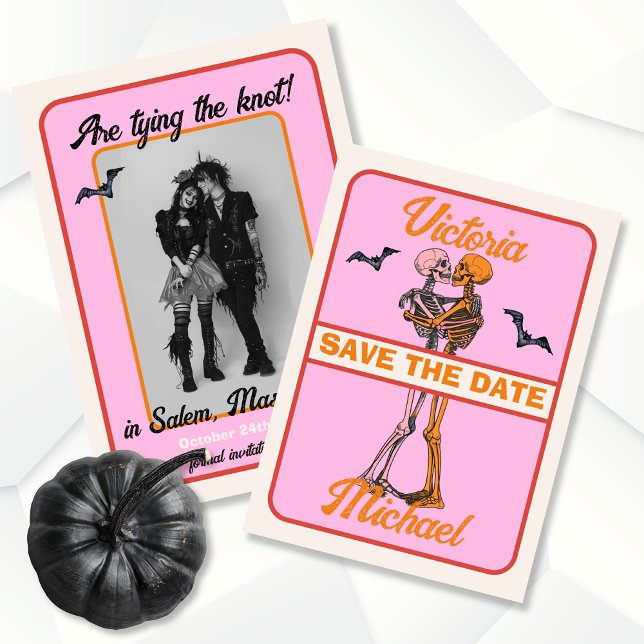 Halloween Mod Retro Save the Date Photo Invitation (Creator Uploaded)
