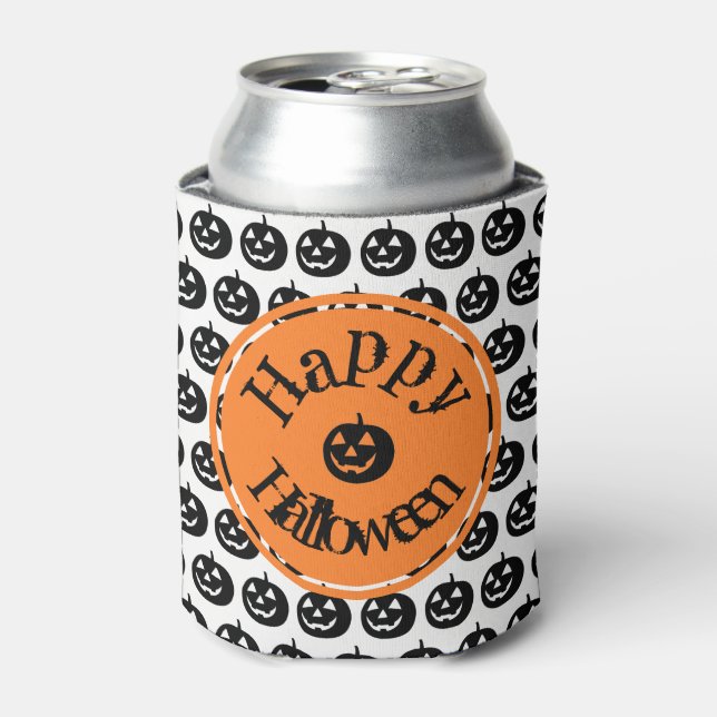 Halloween Modern Pumpkin Design Can Cooler (Can Front)