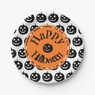 Halloween Modern Pumpkin Design Paper Plates