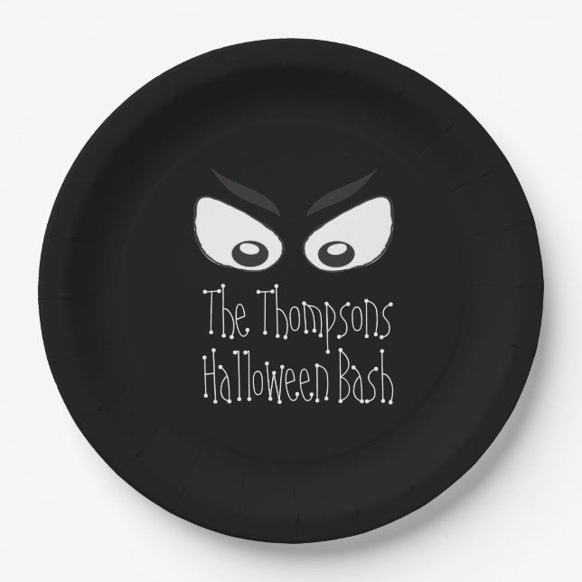 Halloween Modern Rustic Spooky Scary Ghost Eyes Paper Plates (Front)