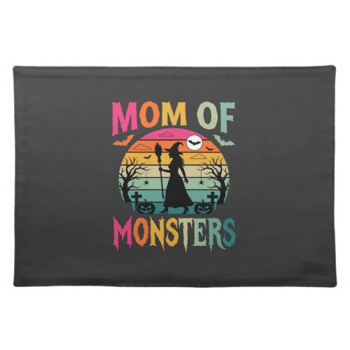 Halloween Mom of Monsters Witch Sunset Cloth Placemat