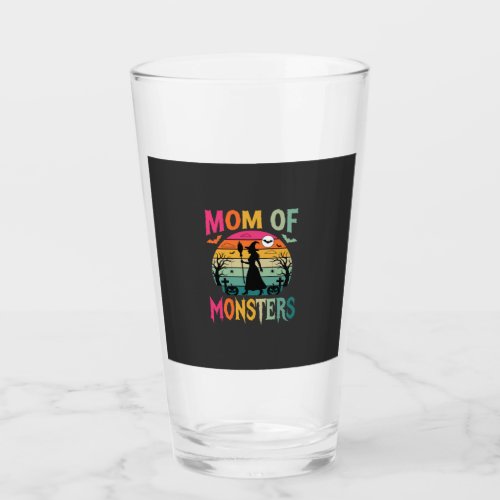Halloween Mom of Monsters Witch Sunset Glass