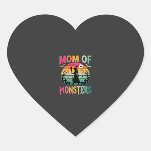 Halloween Mom of Monsters Witch Sunset Heart Sticker