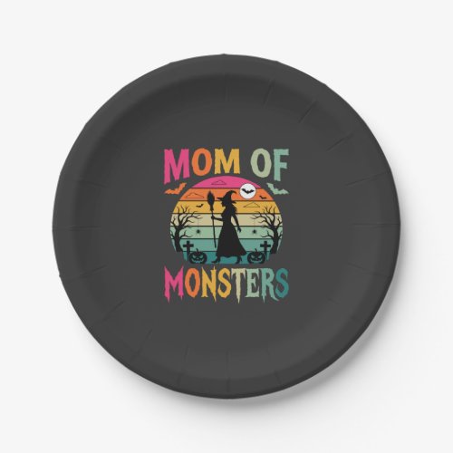 Halloween Mom of Monsters Witch Sunset Paper Plates