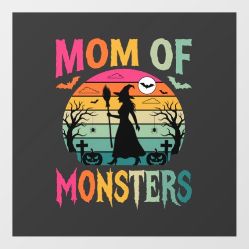 Halloween Mom of Monsters Witch Sunset Window Cling