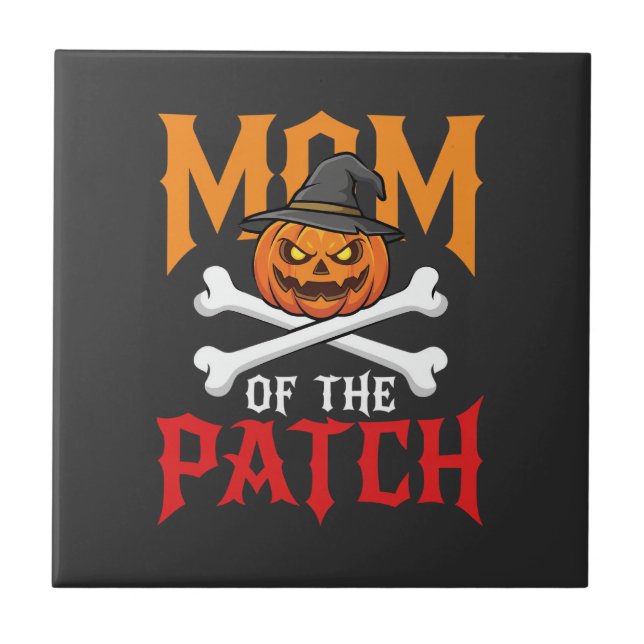 Halloween Mom of the Patch Pumpkin Witch Ceramic Tile (Front)