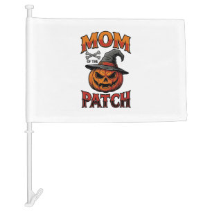 Halloween Mom Shirt Pumpkin Bones Vintage Art_1 Car Flag