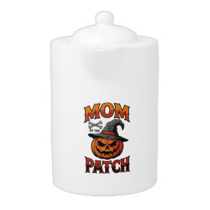Halloween Mom Shirt Pumpkin Bones Vintage Art_1 Teapot