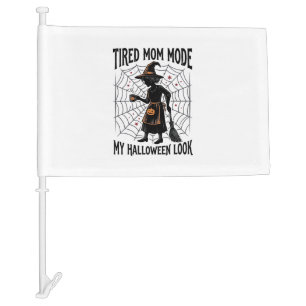 Halloween Mom Shirt Tired Costume Vintage Graphic_ Car Flag