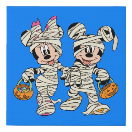 Halloween Mommy Mickey  Minnie Faux Canvas Print