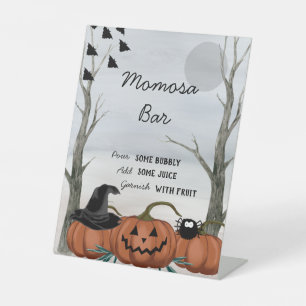 Halloween Momosa Bar Sign, Halloween Baby Shower Pedestal Sign