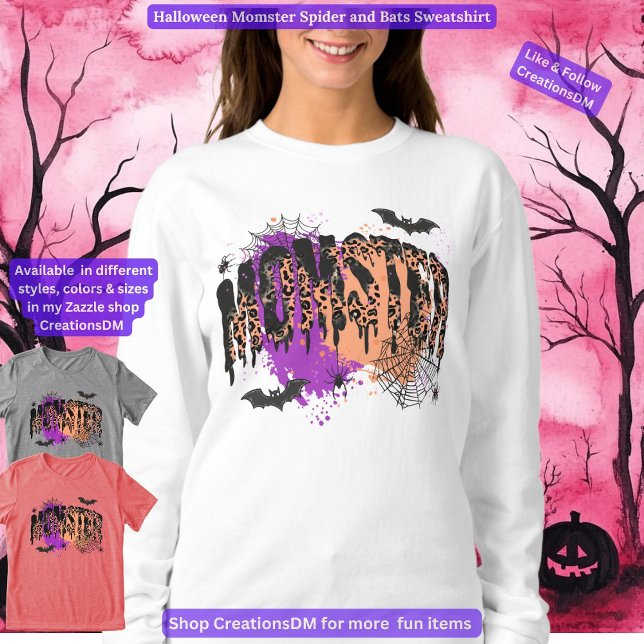 Halloween Momster Spider and Bats Sweatshirt (Creator Uploaded)