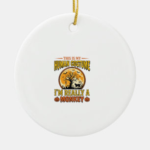 Halloween Monkey Costume Vintage Shirt Design_1 Ceramic Ornament