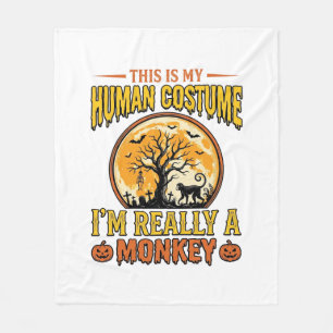 Halloween Monkey Costume Vintage Shirt Design_1 Fleece Blanket