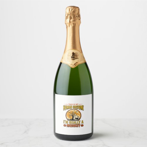 Halloween Monkey Costume Vintage Shirt Design_1 Sparkling Wine Label