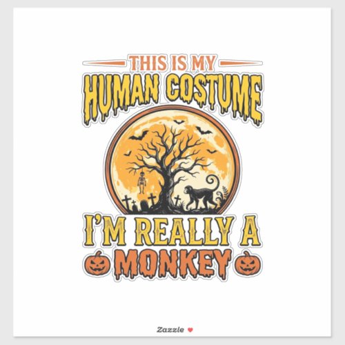 Halloween Monkey Costume Vintage Shirt Design_1 Sticker
