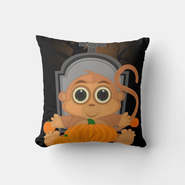 Halloween Monkey Throw Pillow (Front)