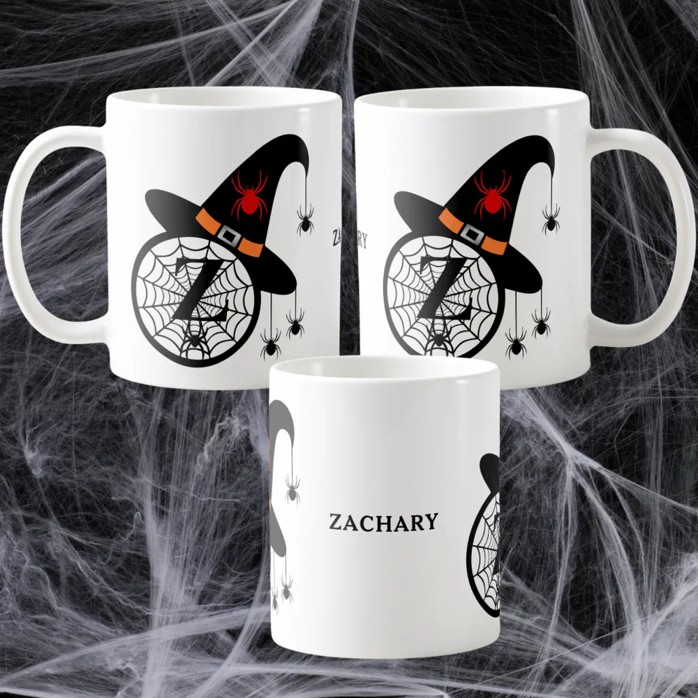 Halloween Monogram Z Witch's Hat Spiders Your Name Coffee Mug