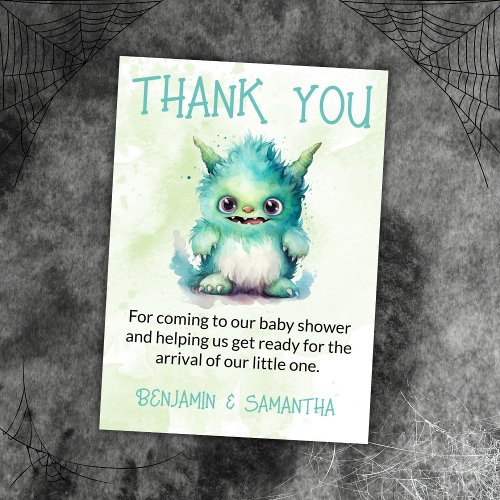 Halloween Monster Boy Baby Shower Thank You Card