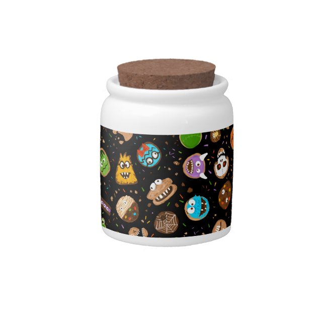 Halloween Monster Cookie Faces fun Candy Jar (Front)