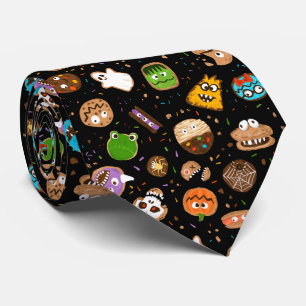 Halloween Monster Cookie Faces fun Signature Neck Tie