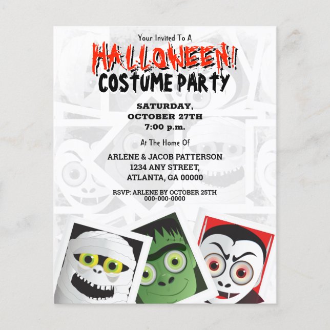 Halloween Monster Costume Party Invite Flyer (Front)
