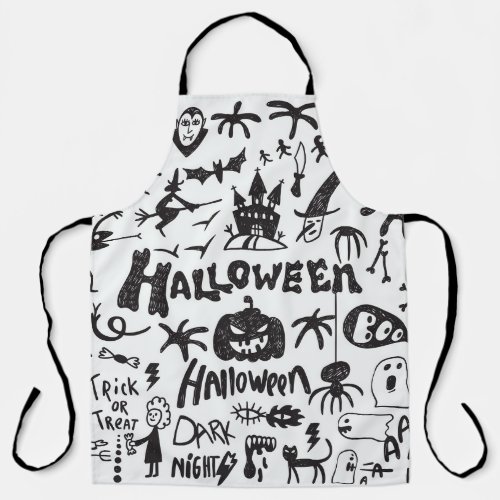Halloween Monster Doodles Fun Apron