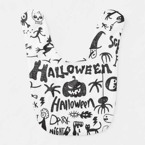 Halloween Monster Doodles Fun Baby Bib