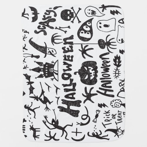 Halloween Monster Doodles Fun Baby Blanket