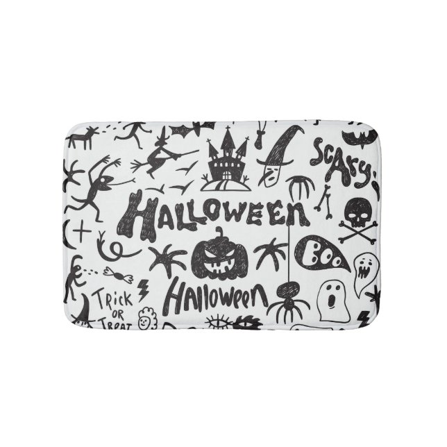 Halloween Monster Doodles Fun Bath Mat (Front)