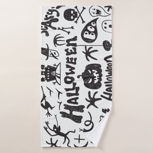 Halloween Monster Doodles Fun Bath Towel