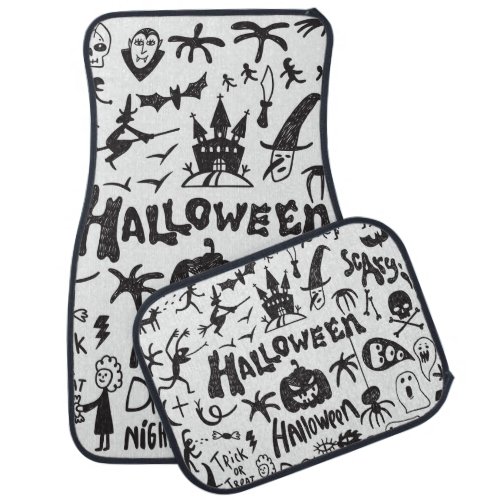 Halloween Monster Doodles Fun Car Floor Mat